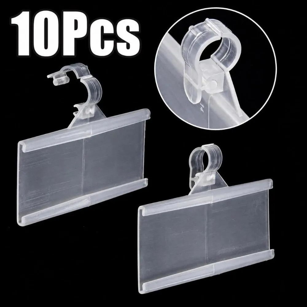 10Pcs Practical Plastic Price Tag Holder Translucent Snapon Lockon Label Holder Hanging Sign Card Holder Retail Store Display