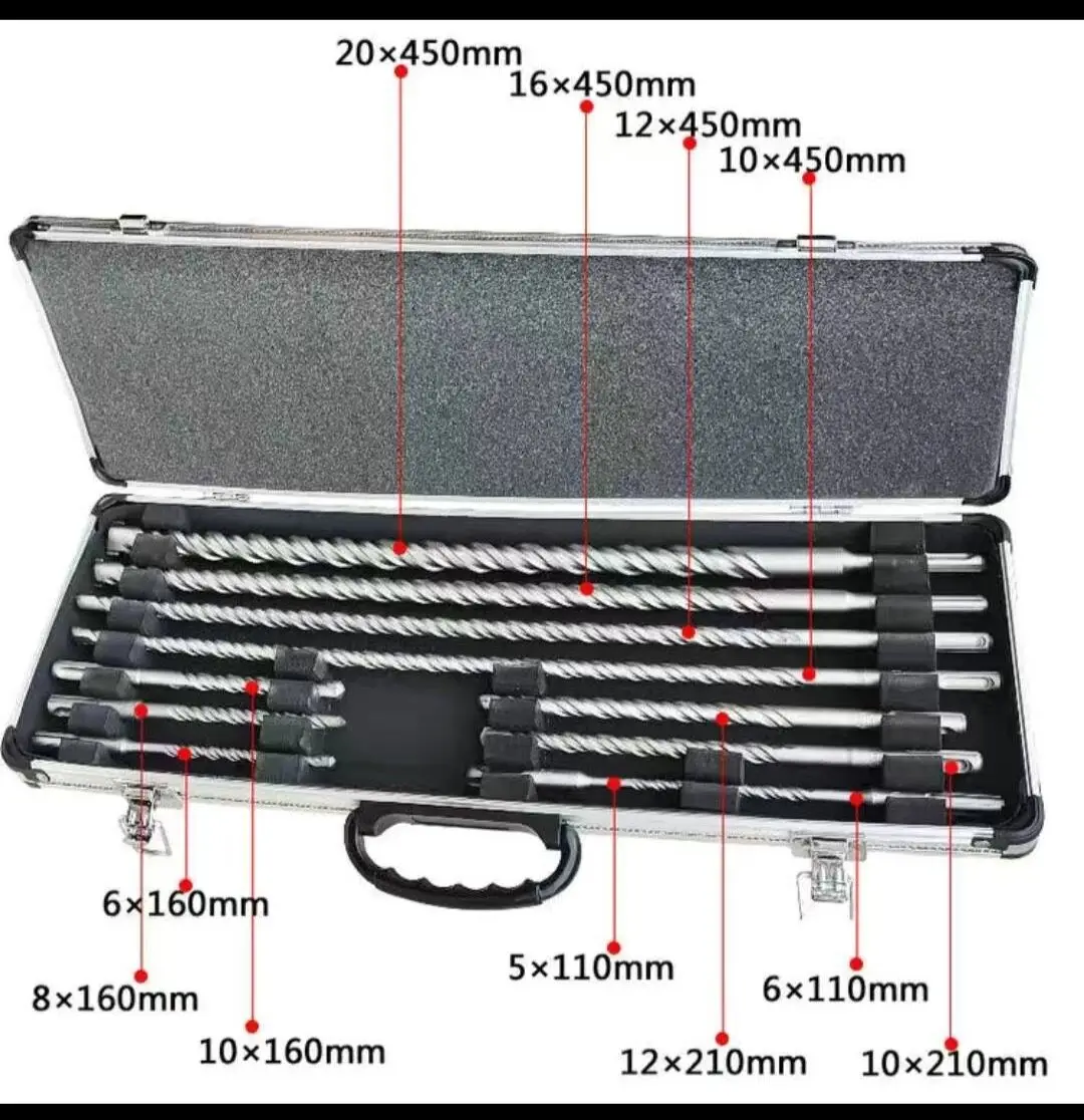 Imagem -04 - Sds Além Disso Martelo Elétrico Broca Grupo Concrete Wall Brick Block Alvenaria Hole Saw Bits de Perfuração 110 mm 160 mm 210 mm 450 mm 11 Pcs Conjunto