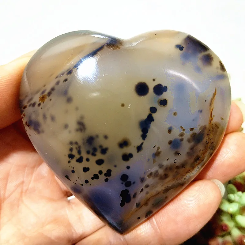 

Natural Stone Moss Agate Heart Sorcerer Spirit Meditation Exorcism Energy Healing Feng Shui Crystal Home Decorations