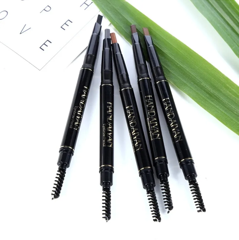 HANDAIYAN 5 สีดินสอเขียนคิ้วอัตโนมัติหมุน Double HEAD LongLasting ธรรมชาติกันน้ําสามเหลี่ยม Eyebrow ปากกาแต่งหน้าความงาม