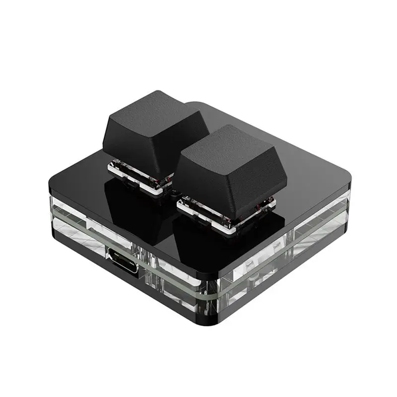 2X Custom Mini Keyboard 2 Key RGB Macro OSU Keypad Programmable Mechanical Keyboard For Gaming Working, Black Type A