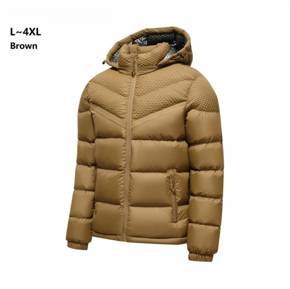 Men Lightweight Hooded Puffer Jacket Quilted Padded Zip‑Up Winter Coat Loose Casual Outerwear L‑4XL For Cold Weather
