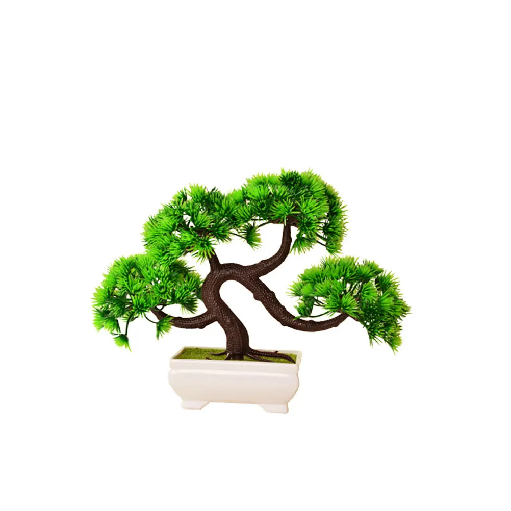 

1Pcs Simulation Greeting Pine Potted Plant Lifelike Artificial Decor for Garden Home Office Desktop Indoor Outdoor Decoration
