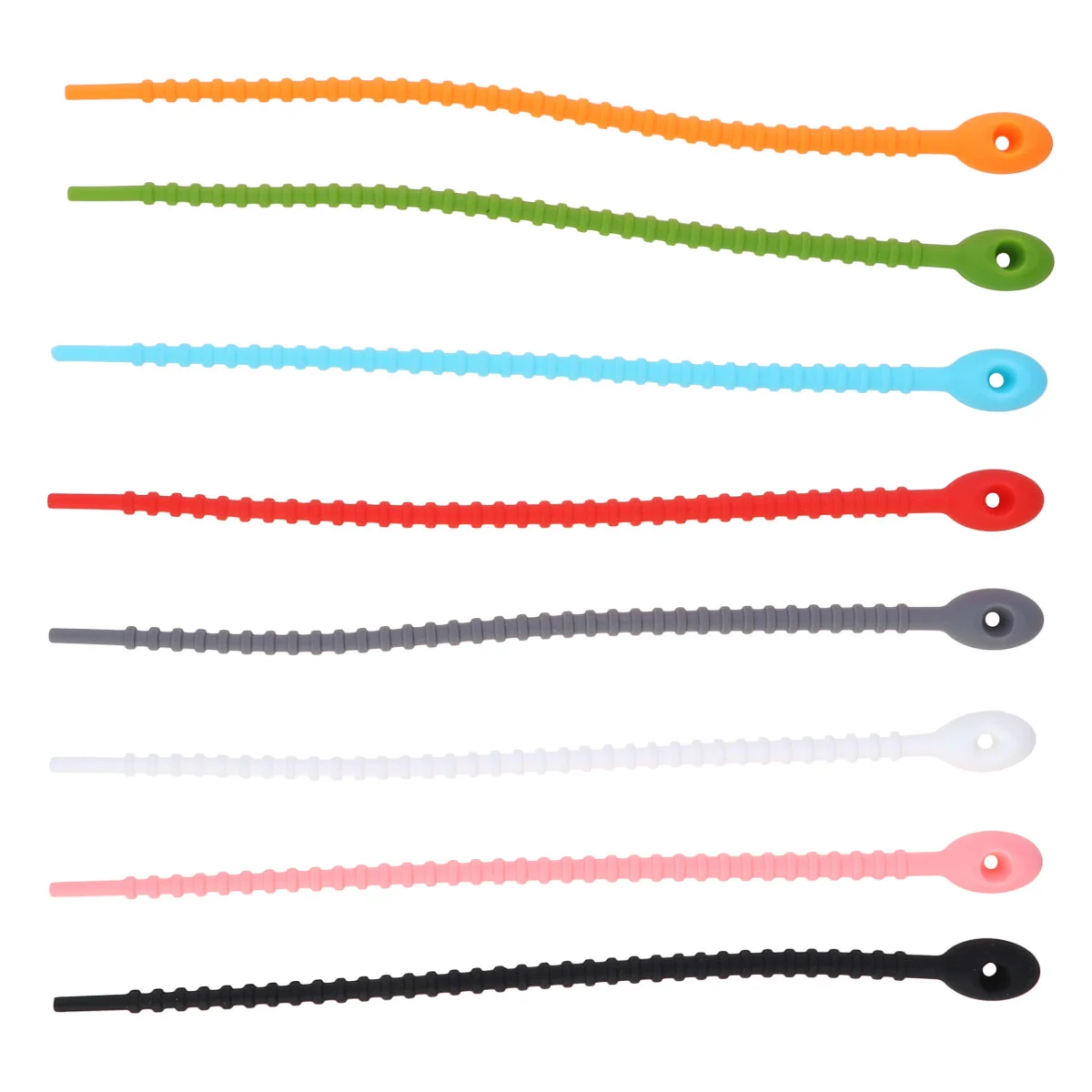 10PCS Silicone Cable Ties Zip Ties Reusable Data Line Wire Ties Binder Self-locking Fixing Rings (Random Color)