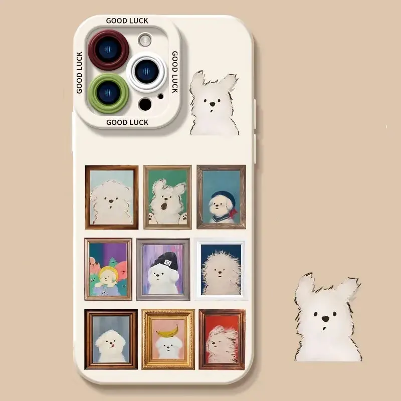 Puppy Nine Palace Grid Cute Silicone For iPhone Case 11 12 13 14 15 16 Pro XR XS Max 7 8 Plus Anti-Drop Phone Y2K Pink Cover