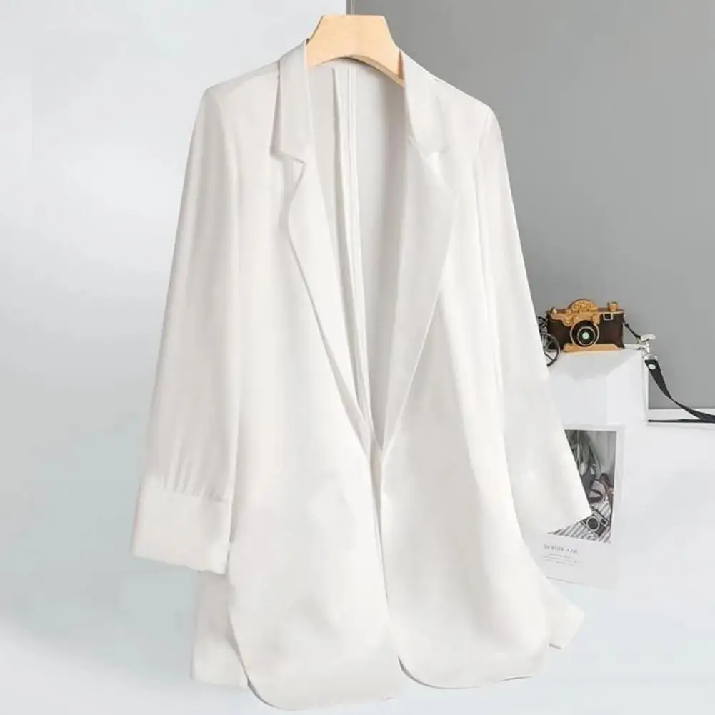 Cappotto da donna sottile cappotto da donna con risvolto giacca elegante con maniche a tre quarti cappotto da donna tinta unita vestibilità ampia davanti aperto