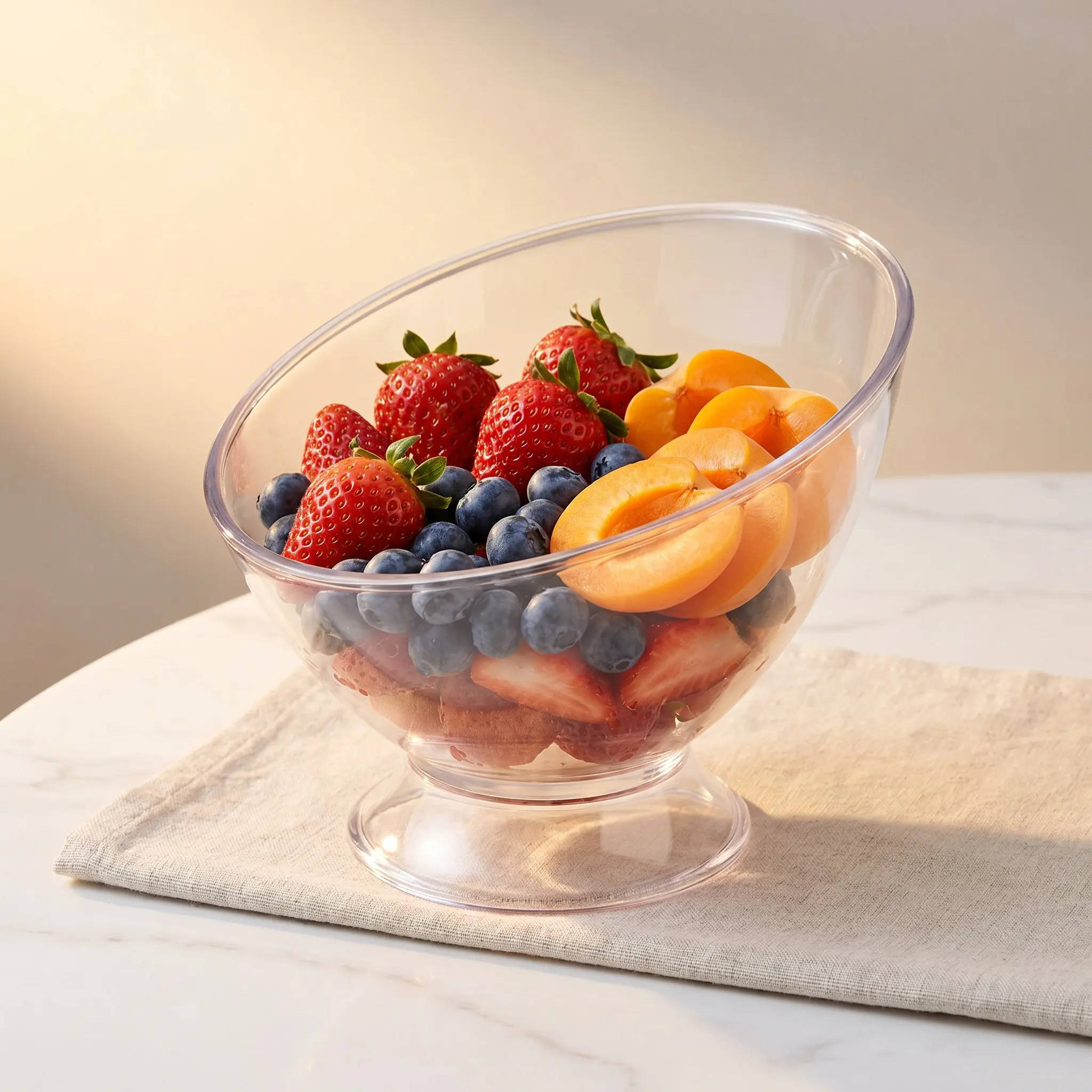 Premium PP Oblique Salad Bowl for Fruits Desserts Snacks Serving Multi-Functional Kitchen Utensil Smooth Surface Elegant Dinner