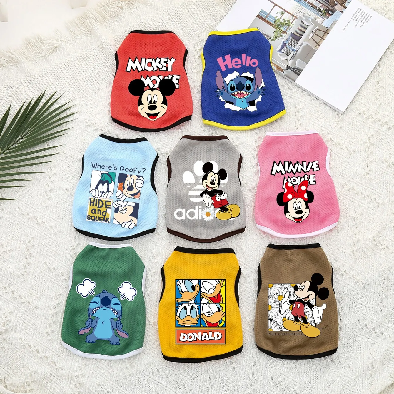 Disney Stitch Pet Dogs Vest Summer Mesh Dogs Clothes Thin French Bulldog Puppy For Small Medium Dog Clothing Chihuahua Costume