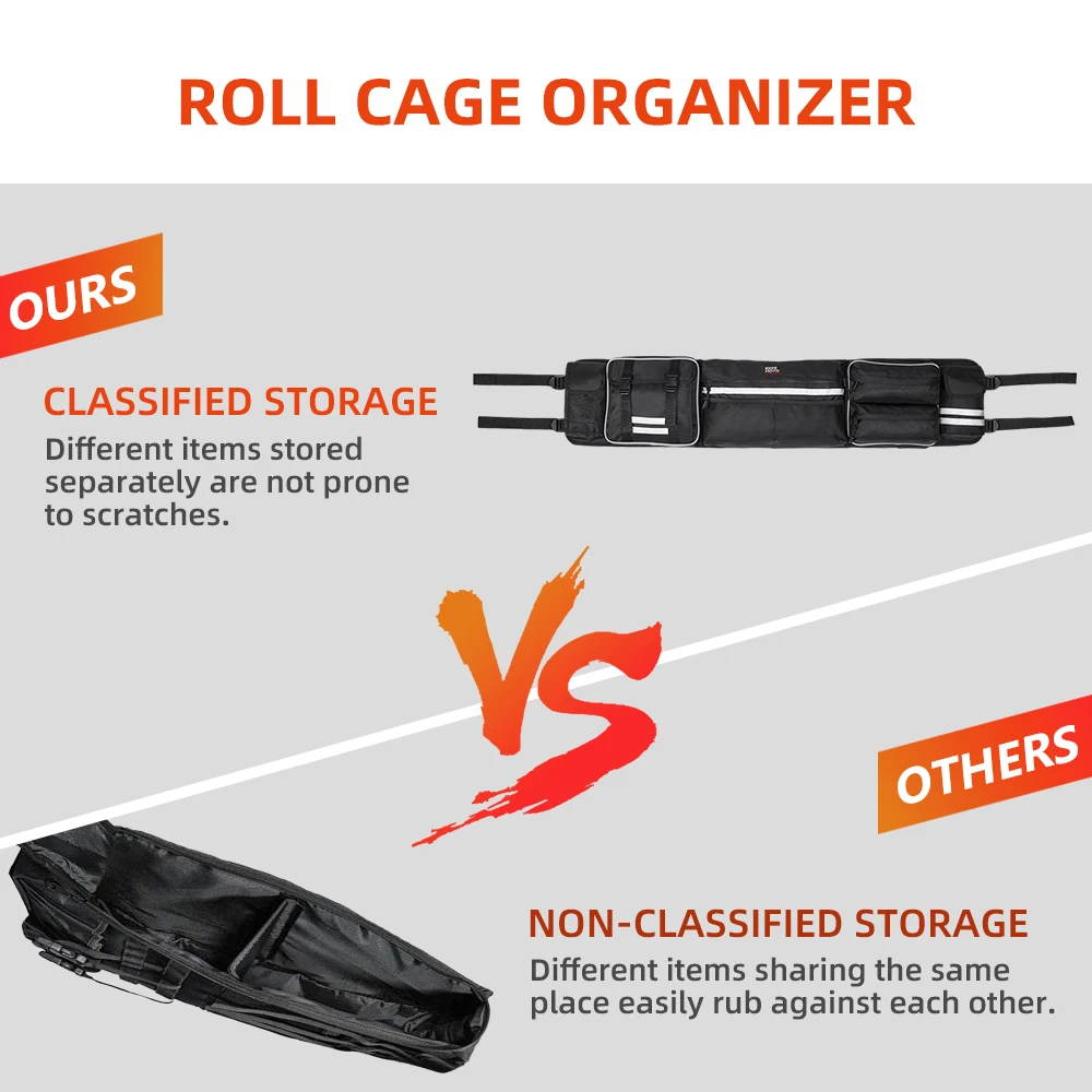 Roll Cage Organizer UTV Storage Bag Compatible with Polaris RZR 900 800 1000 XP Ranger 500 for Arctic Cat for Can am Maverick