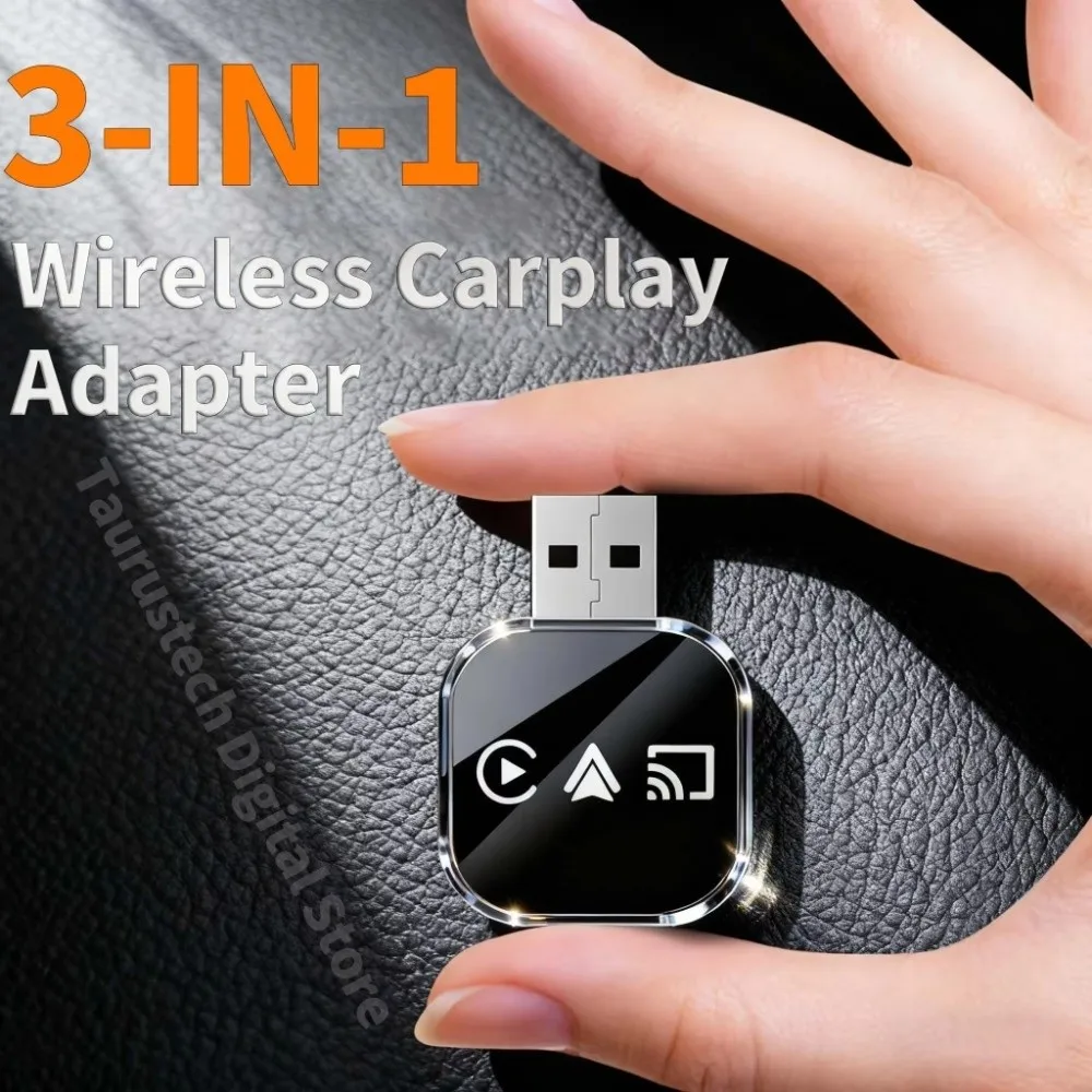 

Беспроводной адаптер Carplay 3-в-1: Plug & Play, Bluetooth, автоматическое подключение, Mirror Link, Wi-Fi, беспроводное соединение