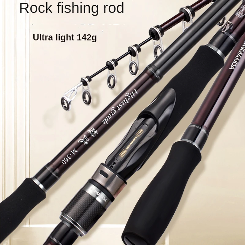 Anmanda-Rock Fishing Rod, Super Lightweight, Durable Carbon Fiber, Fishing Rod for Saltwater and Freshwater, Large Guide Ring