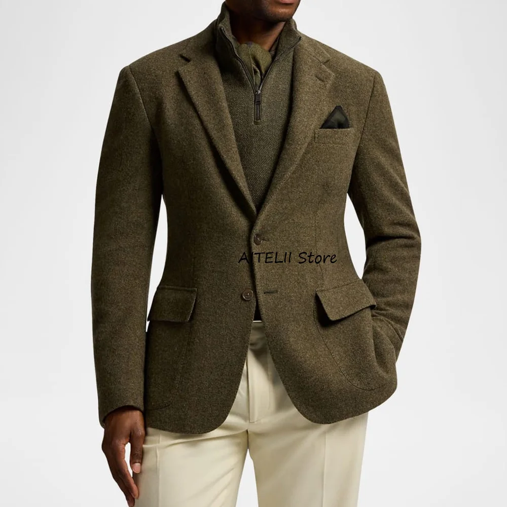 

Men's Jacket New in Jackets for Man Wool Fabric High Quality Luxury Men's Suit Notched Lapel Business Casual Slim Fit Fashion