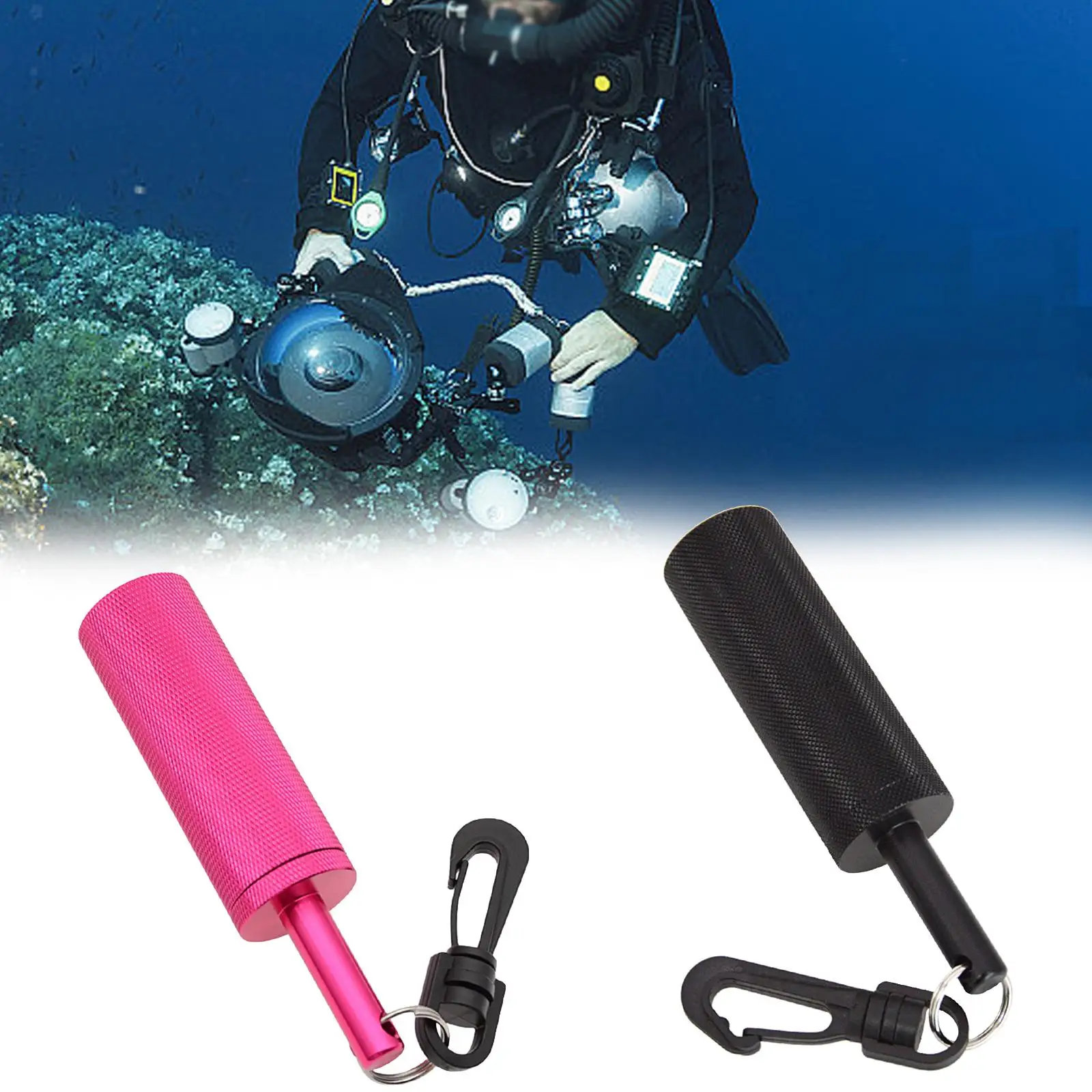 Bâton de hochet de plongée sous-marine antidérapant avec clip, cloche de plongée, pointeur de plongée, alliage d'aluminium, sports aquatiques, question