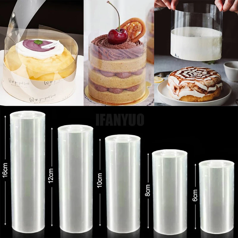 1 rollo de película envolvente transparente para pastel, Mousse de Chocolate, decoraciones para pasteles, película de bordes, suministros de herramientas de pastelería para hornear cupcakes DIY