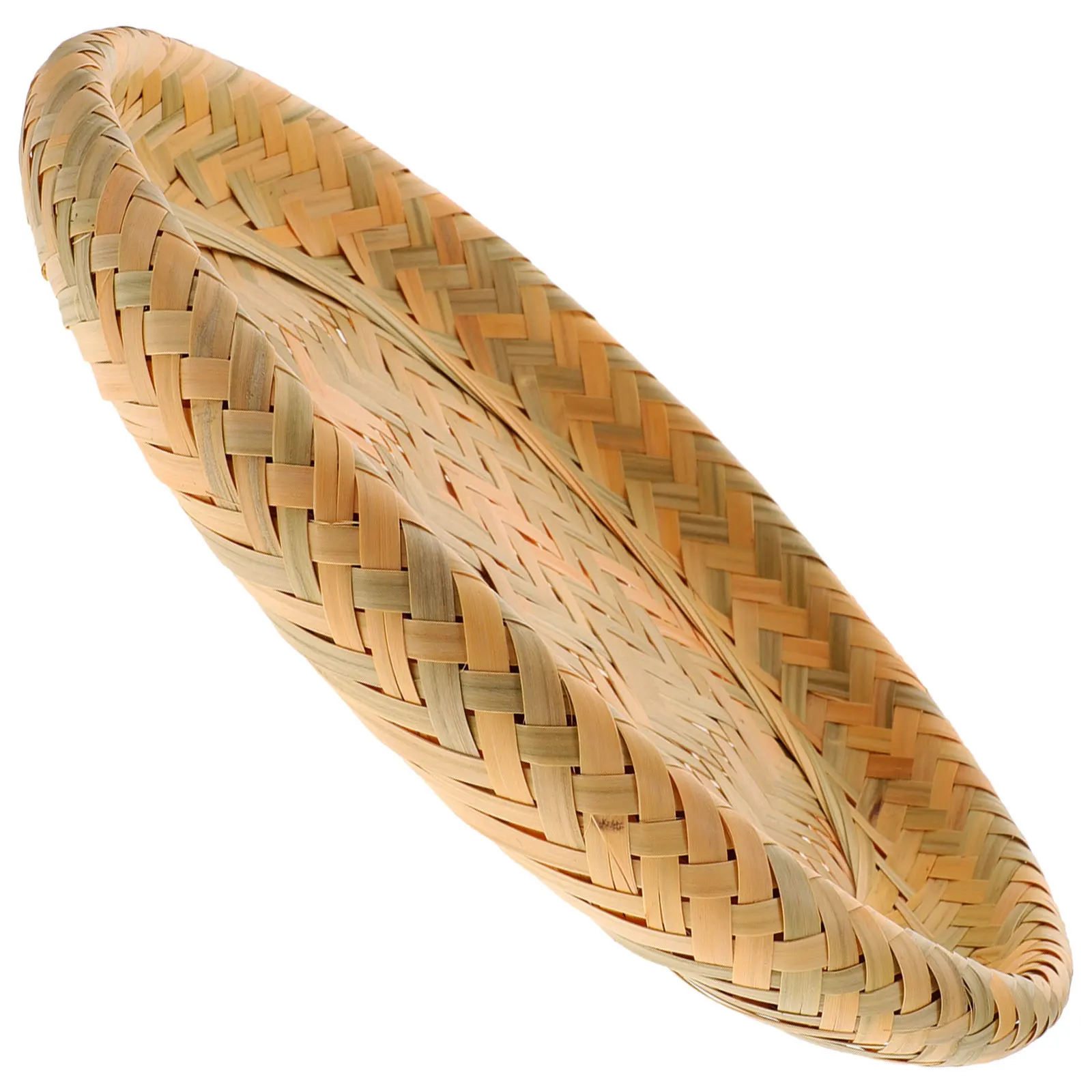 Bamboo Basket Tray Bread Candy Snack Serving Plate Desktop Woven Fruit Storage Container Craft Artwork Practical view 2