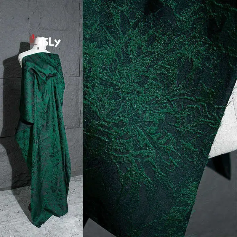 Green Creative 3D Jacquard Fabric Retro Vintage Style For DIY Coat Dress Fashion Designer Clothing Material