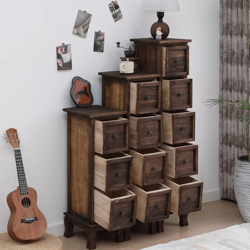 

‌ Скандинавский узкий шкаф для хранения с 5 ящиками, плотные места, ножки из массива дерева, большая емкость, многослойный прикроватный комод в стиле ретро, угловой блок