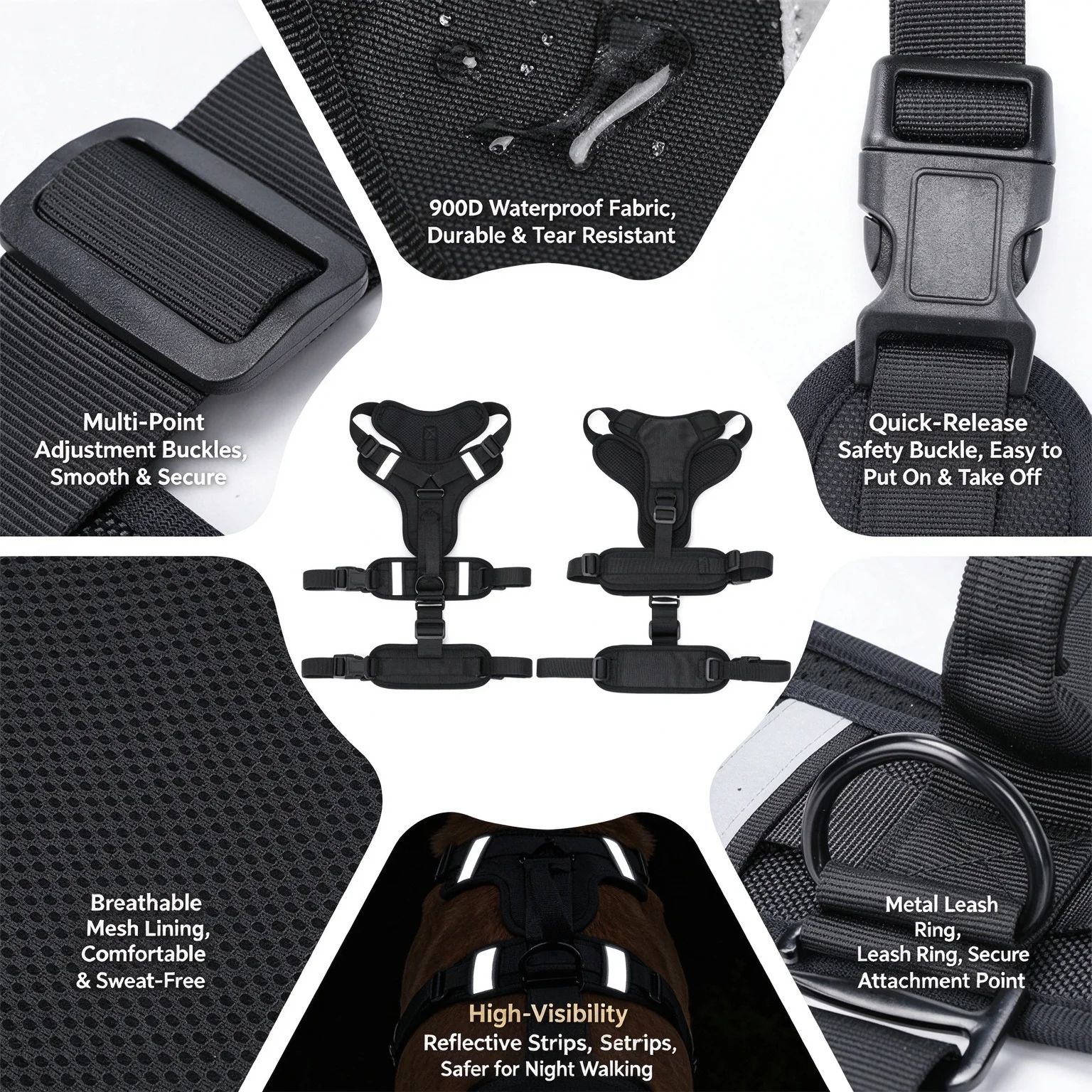 3-Stage Full Body Tactical Dog Harness for Medium Large Breeds,Easy On Off Emotional Support Working Dog Ves Service Dog Vest - view 3