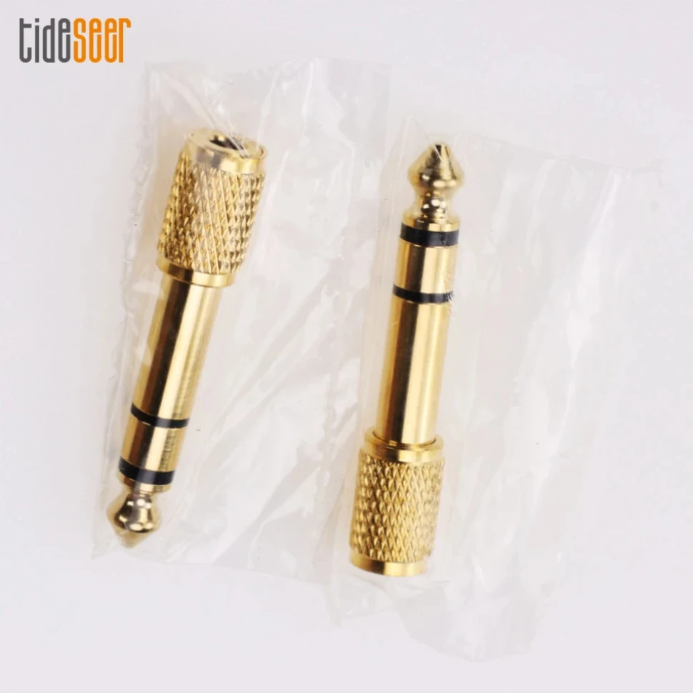

300pcs Gold 6.35mm Male To 3.5mm Female Plug Audio Cable Adapter Headphone Connector Speaker Amplifier Aux Converter