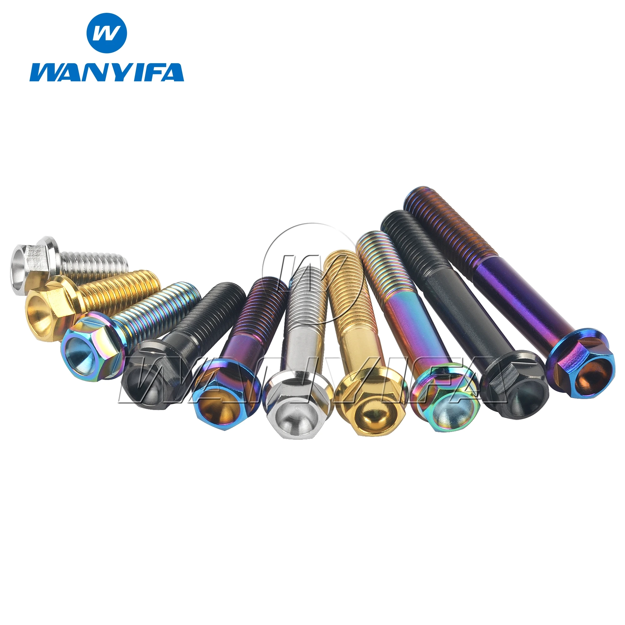 Wanyifa Titanium Bolts M8 M12x15~90mm Pitch1.25/1.5mm Hex Head Flange Screws for Motorcycle Disc Brake