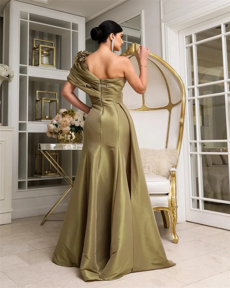 فساتين سهرة عربية سعودية مثيرة حسب الطلب زهور ثلاثية الأبعاد رداء حفلات رسمي للنساء بكتف واحد فساتين حفلات طويلة civil