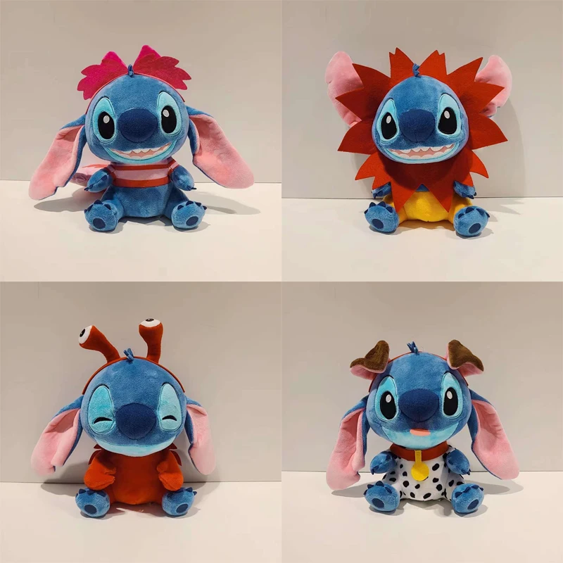 New 20cm Disney Lilo & Stitch Cross Dressing Dog Plush Toys Pixar Anime Plushie Stich Doll Pillow Soft Stuffed Gift for Children