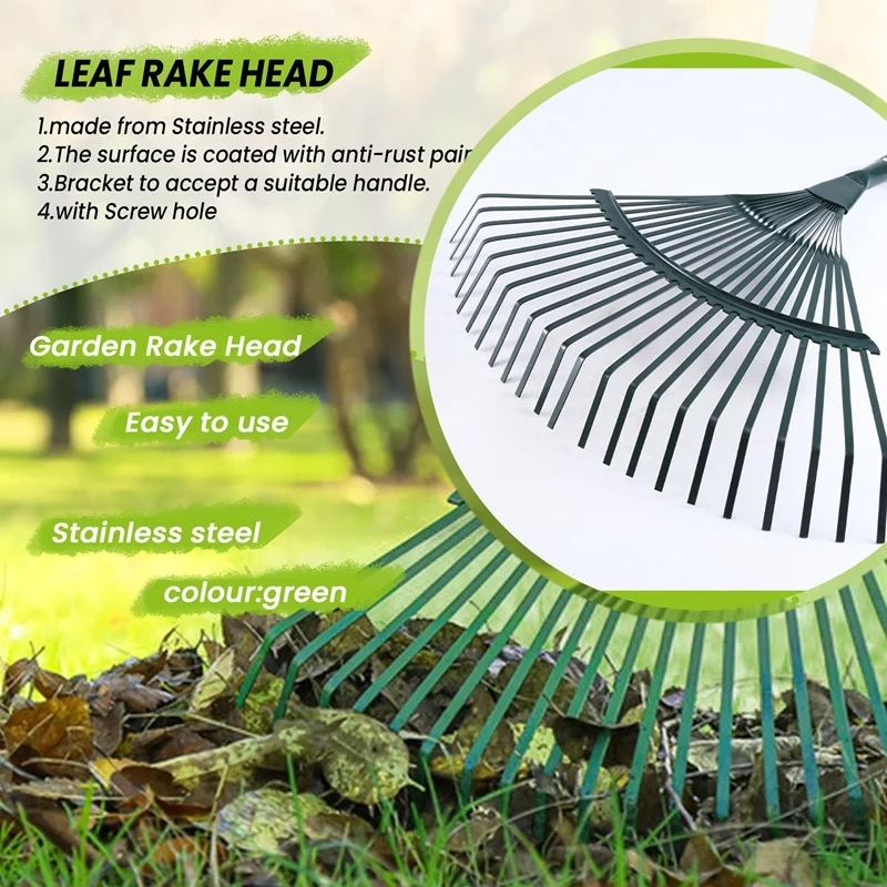 

42Cm Steel Fan Rake Head Replacement Heavy Rake Head For Garden Grass Patio Leaves Leaf Lawn 22 Tooth