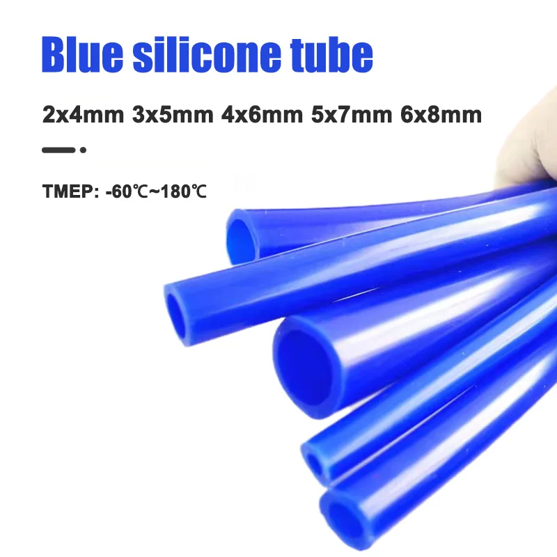 

1Meter ID 2 3 4 5 6mm Food Grade Blue Silicone Rubber Tube Hose Tasteless Flexible High Temperature Resistant 2x4/4x6/5x7/6x8mm