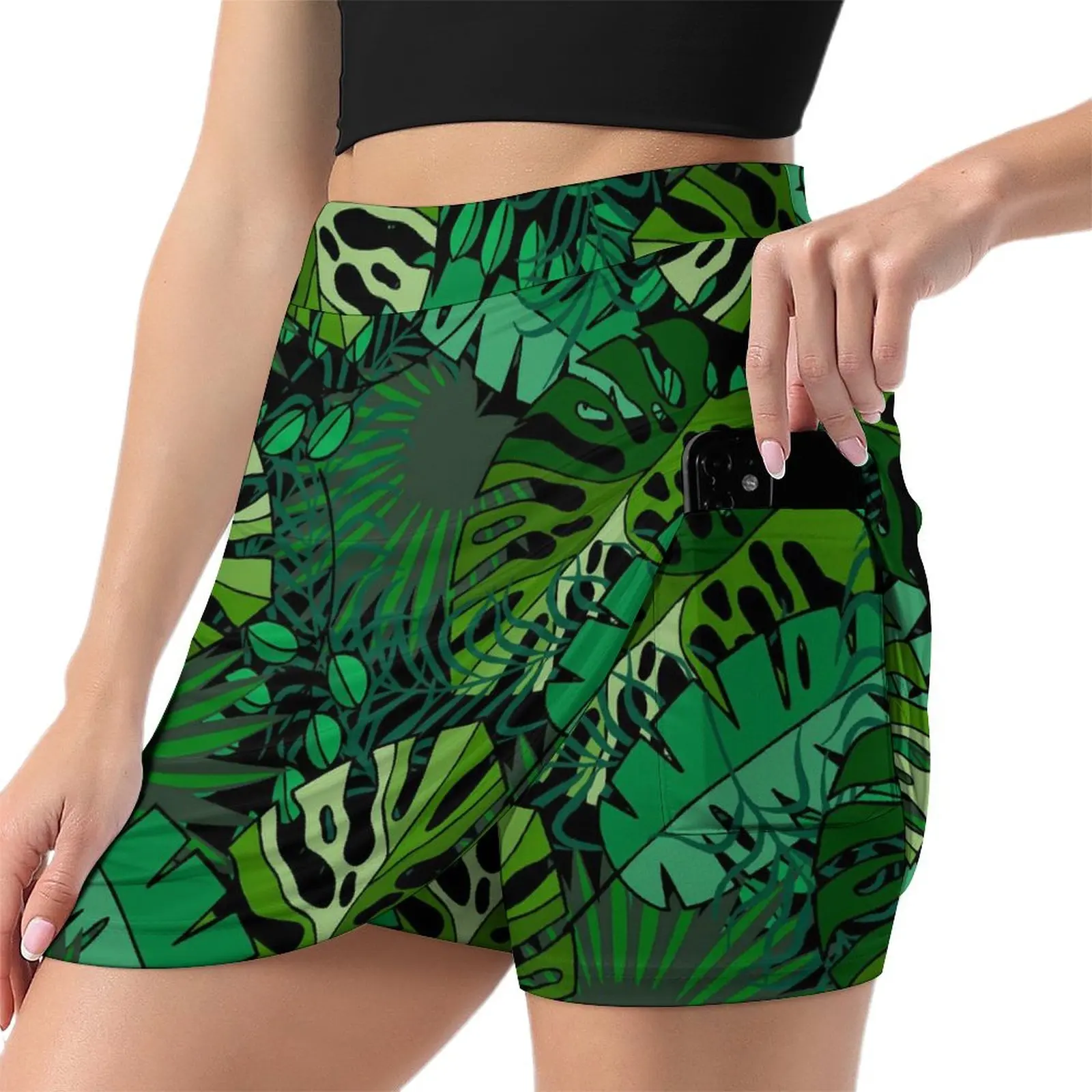 Tropical Leaf Skirt Palm Print Elegant Mini Skirts Summer High Waist Custom Harajuku Casual Skirt Big Size