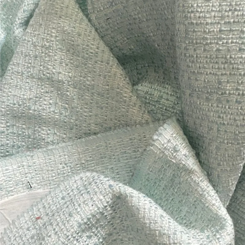 

light green tweed fabric spring/autumn thin fabric Wide 100cm x 150cm Blended Woven Vintage Coarse Tweed Diy Coat Suit