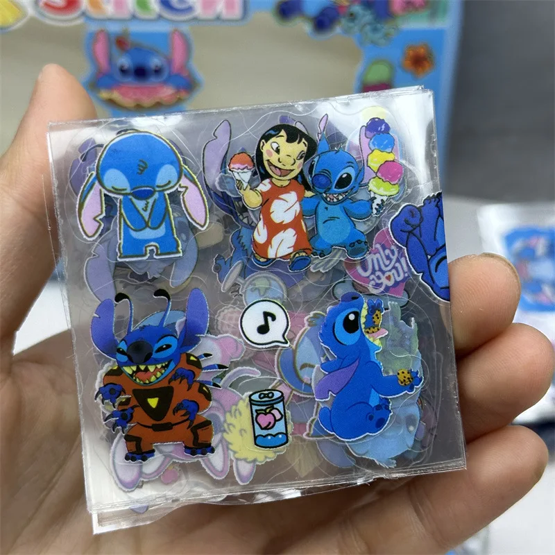 100pcs Disney Stitch DIY Handbook Stickers Cute Anime Waterproof Sticker Toys Students Notebook Water Bottle Decorations