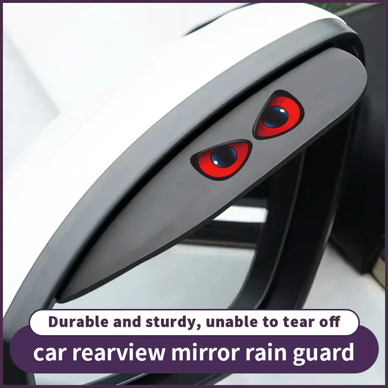 

1 pair of car rearview mirrors, rain proof eyebrows, rain proof diagonal lines, black and red eyes, reverse mirror, rain proof