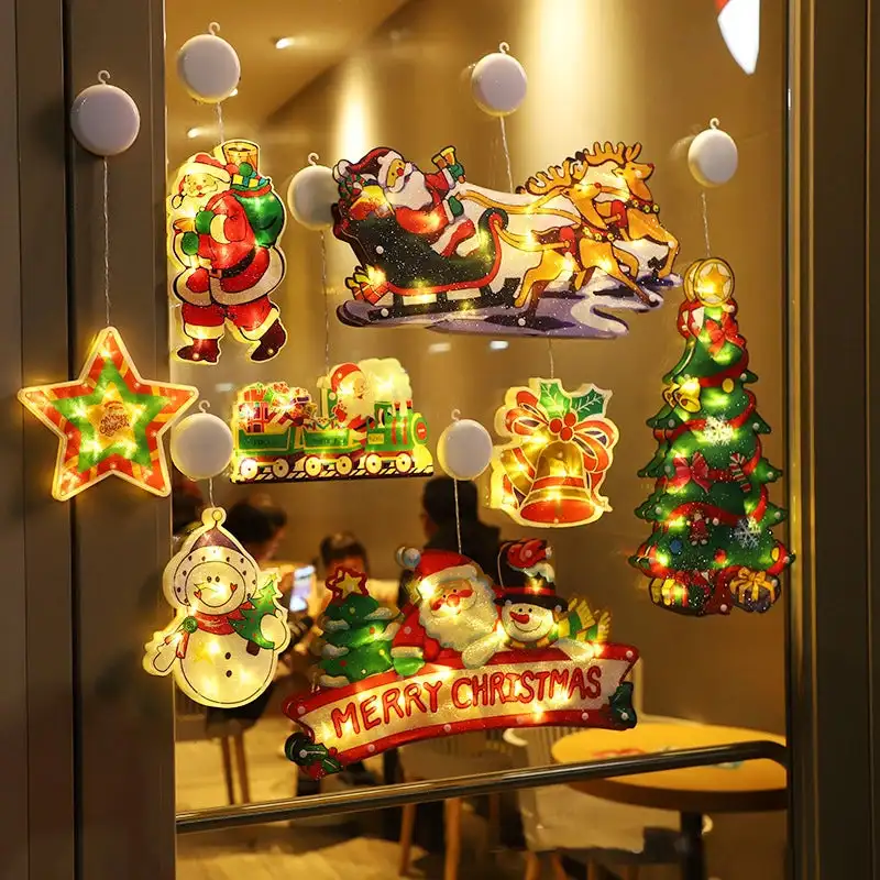 Christmas Decor Lamp Window Hanging Lamp Shop Window Room Decoration LED Sucker Light Small Colored Lamp 2024 Christmas Decor