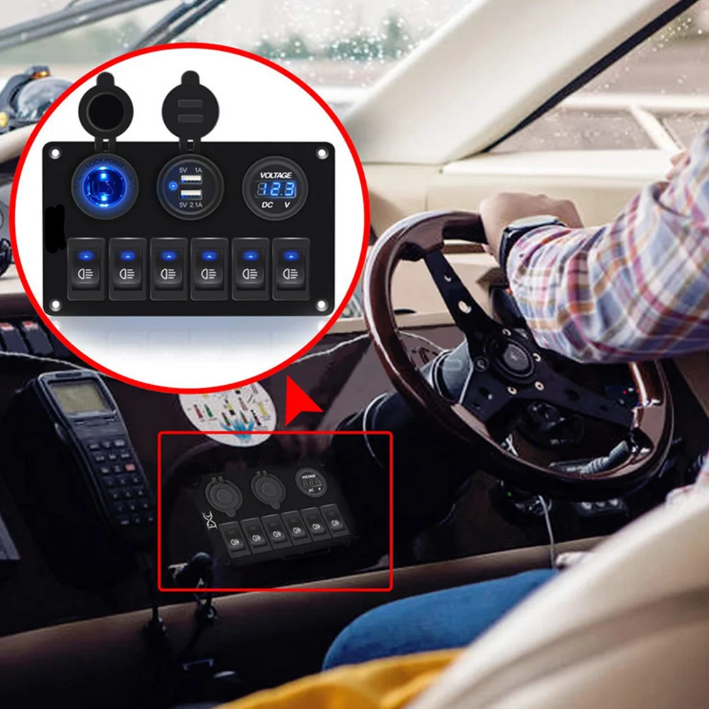 1Pcs Waterproof LED Switch Panel Sturdy Circuit Breaker Rocker Panel with Over Current Protection for Automotive Marine Use