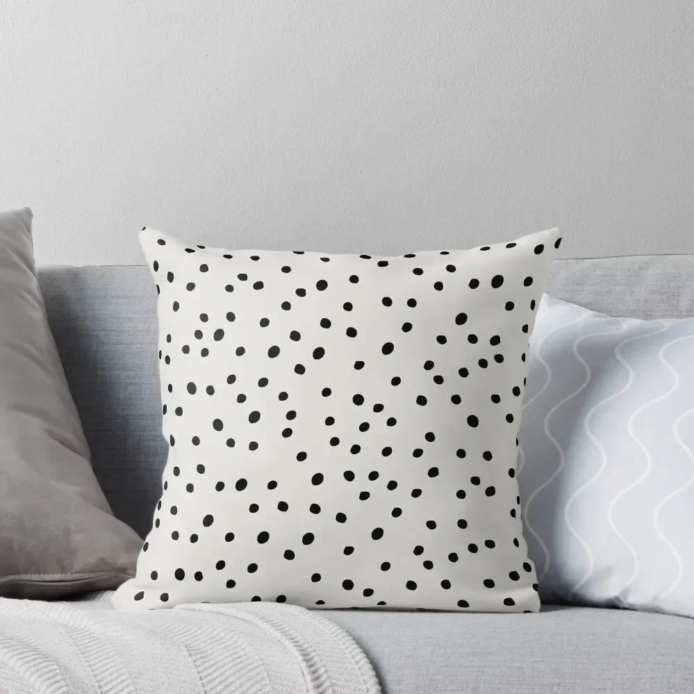 Preppy Spots, Black and White, Minimal, Polka Dot Print Throw Pillow Anime Cushions Home Decor pillow