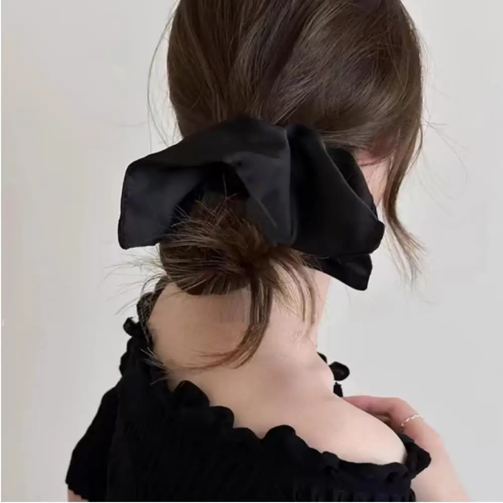 

Женские однотонные резинки для волос с хвостиком, высокоэластичная резинка для волос, модные аксессуары для волос, атласные шелковые большие квадратные резинки для волос