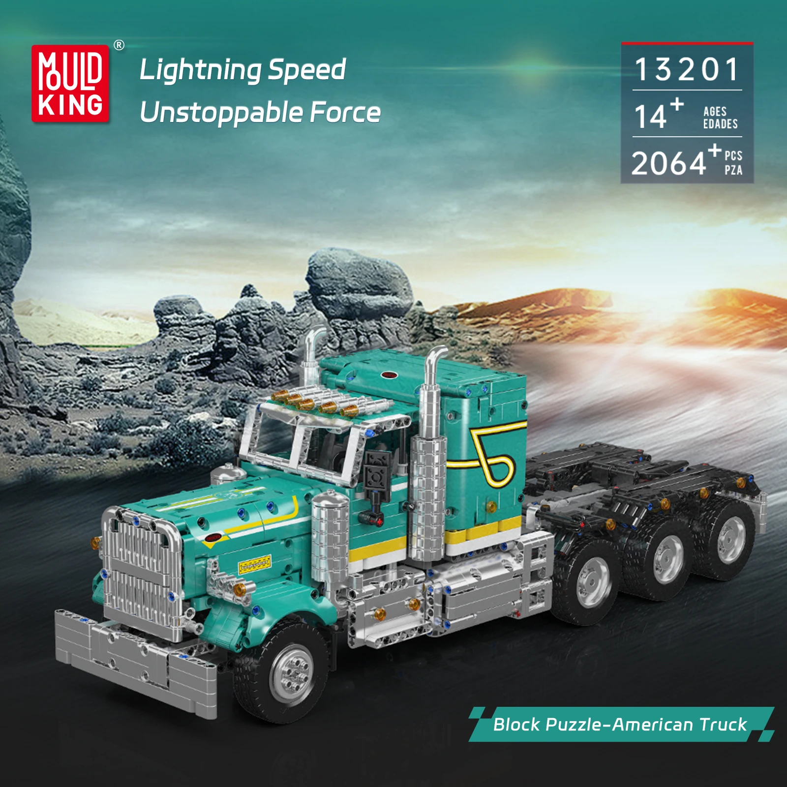 

2064 шт. Mold King 13201 американский грузовик электрические строительные блоки умное приложение пульт дистанционного управления силовой серводвигатель детская игрушка для взрослых подарок
