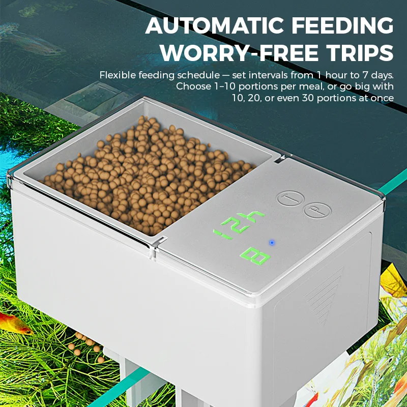 

Smart Fish Feeder Small Fish Automatic Feeder Timing Quantitative Fish Tank Accessories Guppy Food Dispenser for Ornamental