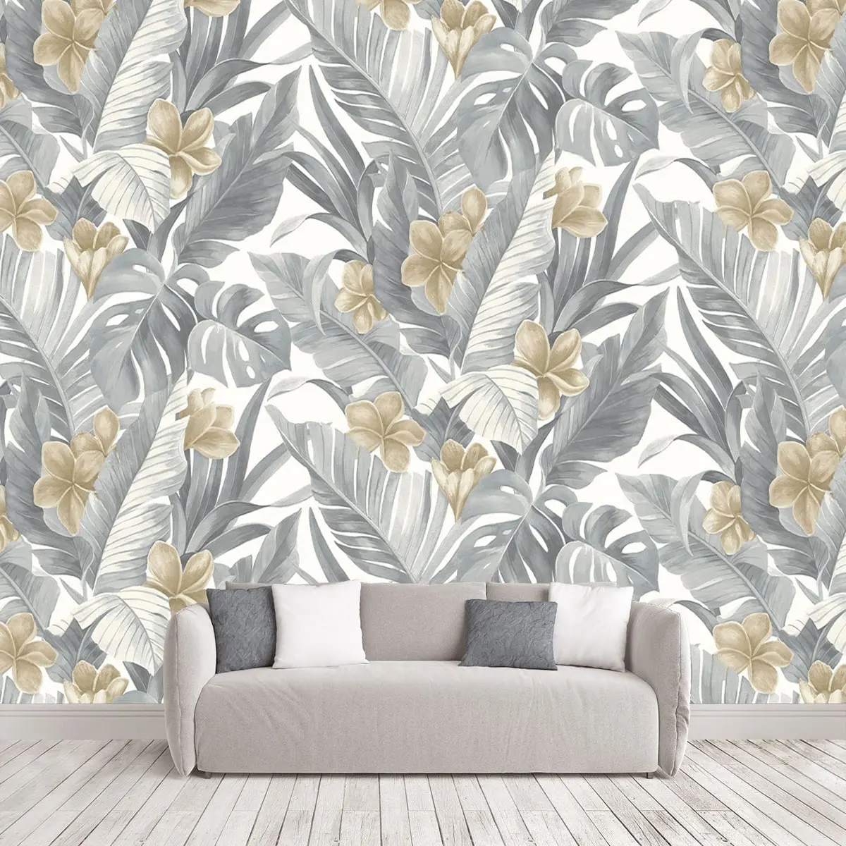 

Custom Large Mural Tropical Botanical Floral Banana Leaf Black And Gold Wallpaper Plant Flowers Wall For Living Room Bedroom