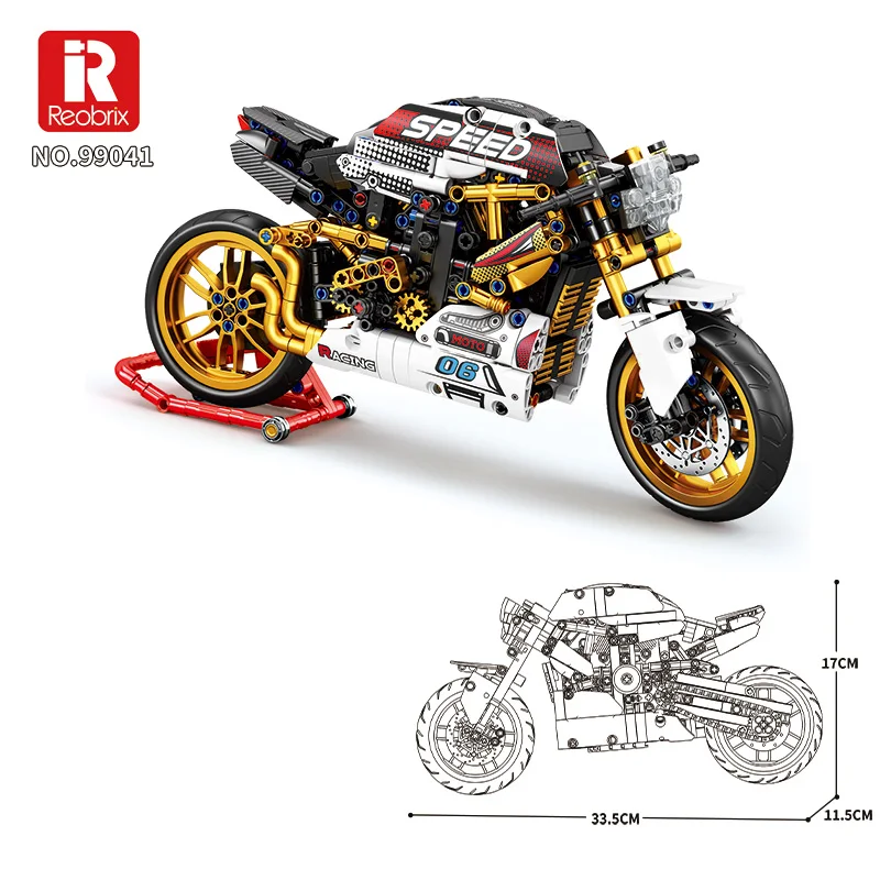 795PCS Retro Cafe Racer Motorfiets Bouwsteen Motorfiets Model Baksteen Desktop Ornament Educatief DIY Puzzel Speelgoed Vakantiecadeau