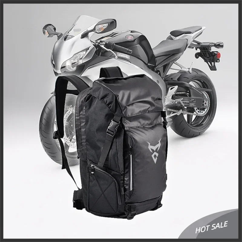 

-for Men's Waterproof Motorcycle Tail Bag Durable High Capacity Motorcycle Rider Backpack Helmet Storage Bag