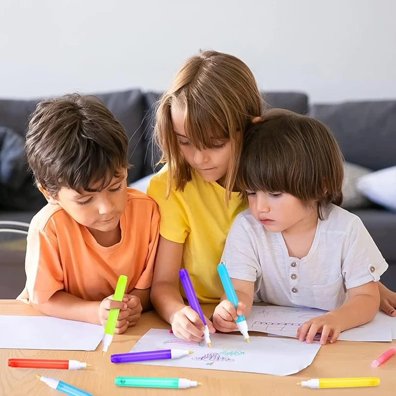 Rotuladores de retoque de pintura en blanco rellenables vacíos, bolígrafos de pintura de cabeza inclinada redonda para manualidades de Pintura Artística, paquete de 10, 3Mm