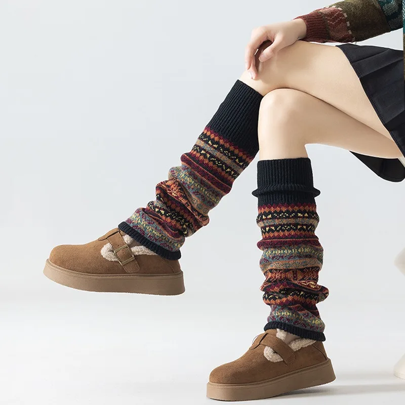 ถุงเท้าขากันหนาวสไตล์วินเทจสำหรับผู้หญิง ทำจากขนสัตว์ 35% ถุงเท้าข้อเท้าสำหรับฤดูหนาว ถักแบบยืดหยุ่น ให้ความอบอุ่น ถุงเท้าขากันหนาวแบบหนาสำหรับผู้หญิง 1 คู่