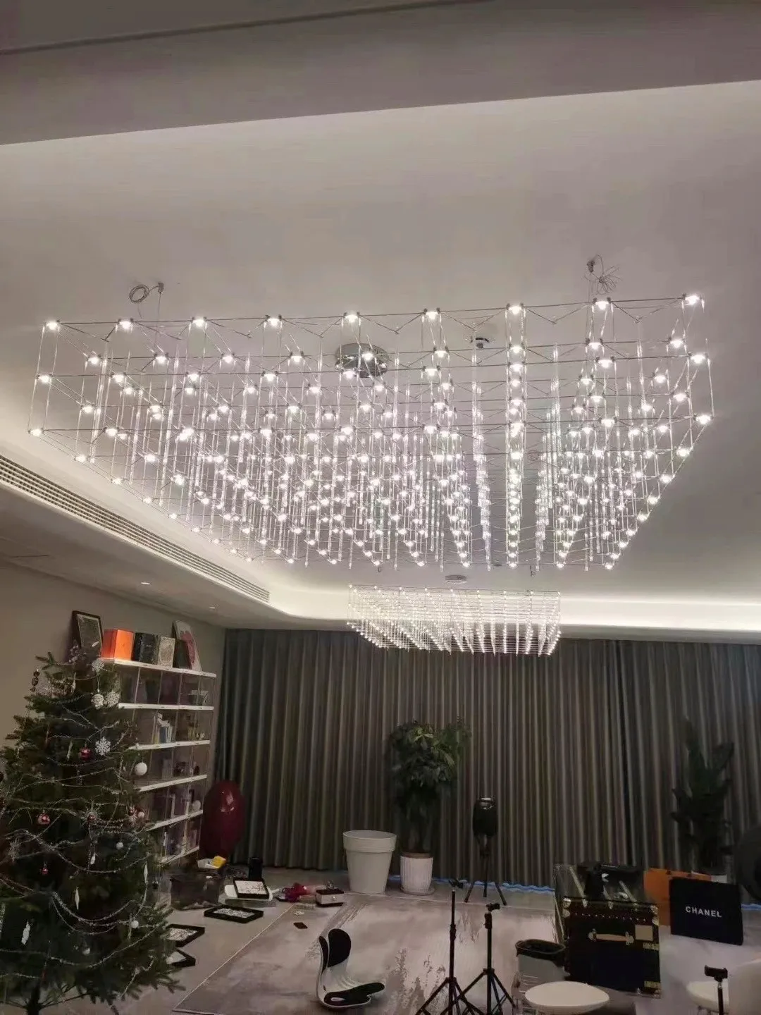  Modern creative cube chandelier dining table front desk art decoration LED lamp hotel shopping mall engineering lighting fixtu