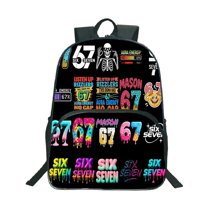 

67-значный студенческий рюкзак с 3D принтом Six Seven, модный повседневный школьный рюкзак с узором, 16 дюймов, забавный водонепроницаемый рюкзак, рюкзаки на заказ