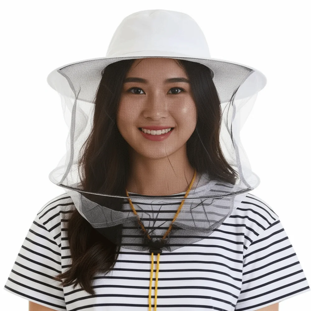 White Bee Hat Anti-Bee Double Wire Hat Beekeeping Hat Veil Hood Hat Breathable Beekeeping Protective Apparatus