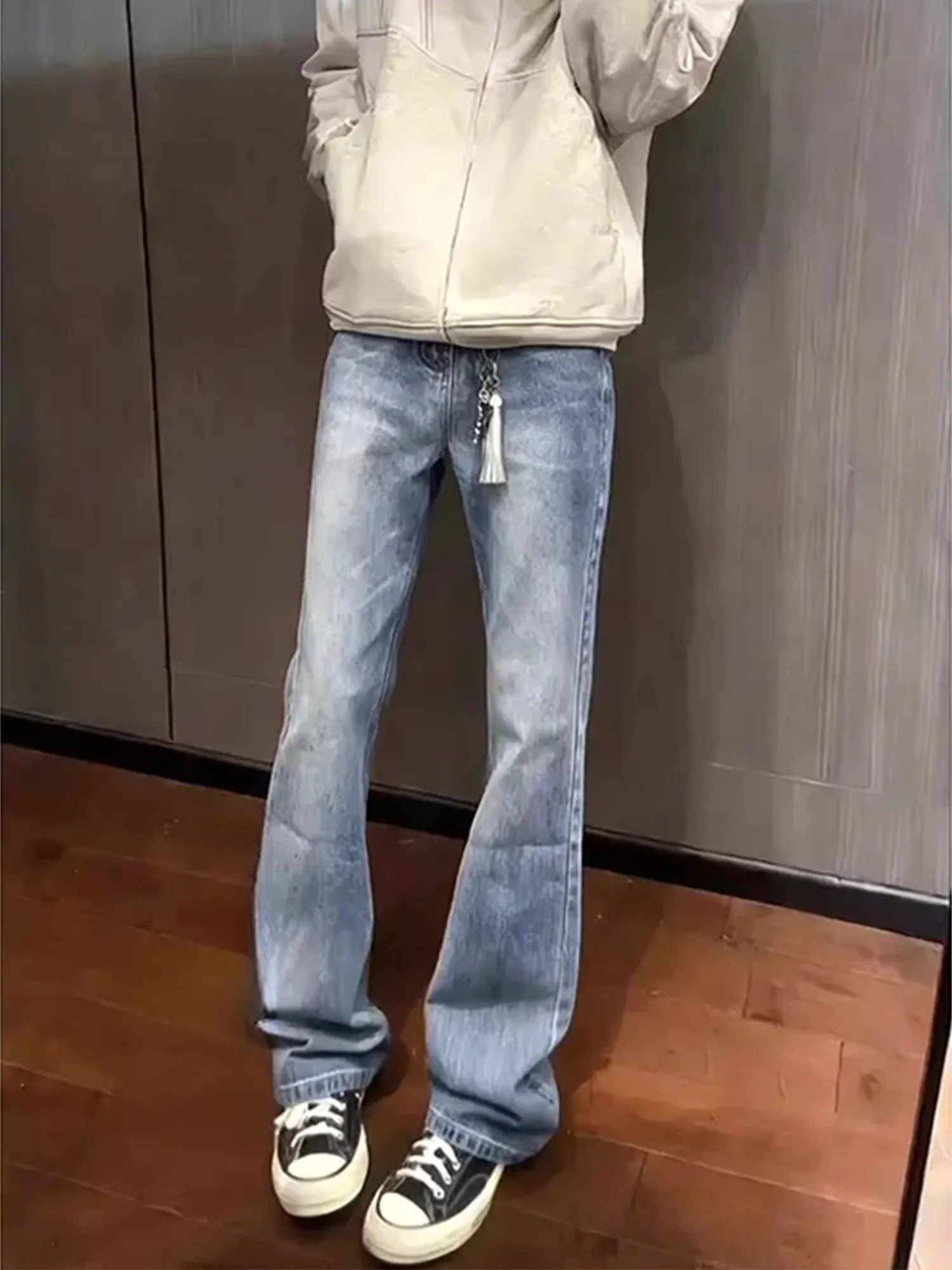 

Мужские джинсы Zlayco Slim Fit, прямые, синие, из денима, повседневные, износостойкие, слегко расклешенные, молодежные, популярные