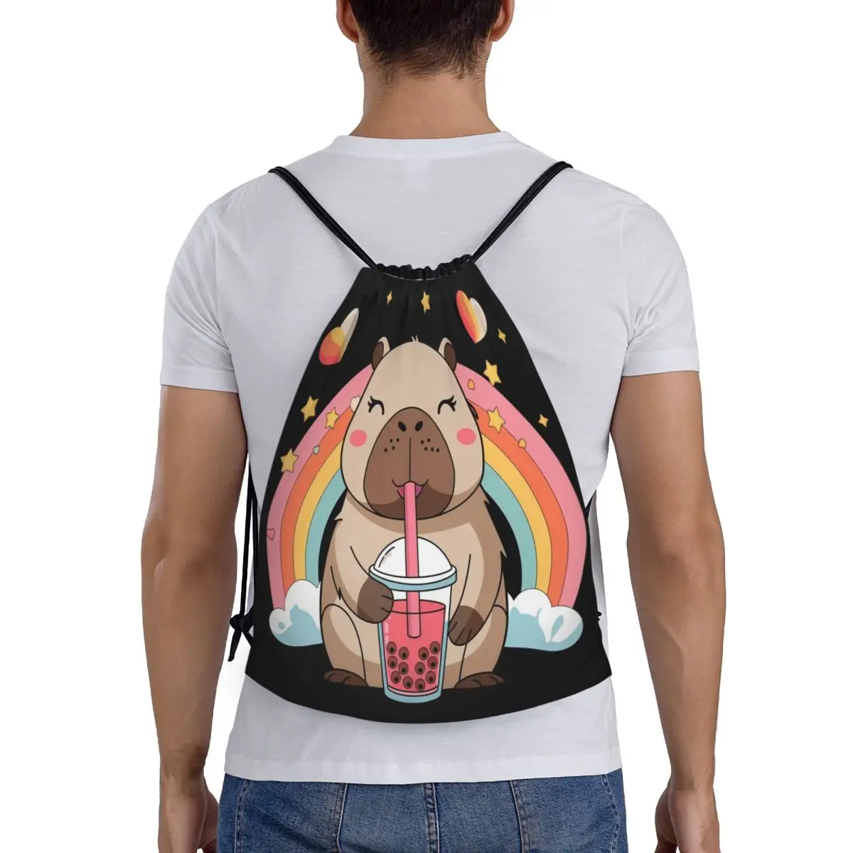 مخصص لطيف كابيبارا الرباط على ظهره حقيبة رياضية للرجال النساء حقيبة التسوق