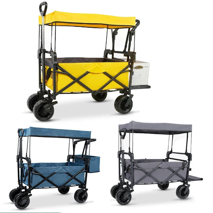 Outdoor Metallic Fold Up Heavy Duty Folding Utility Trolley Wagon For Kids