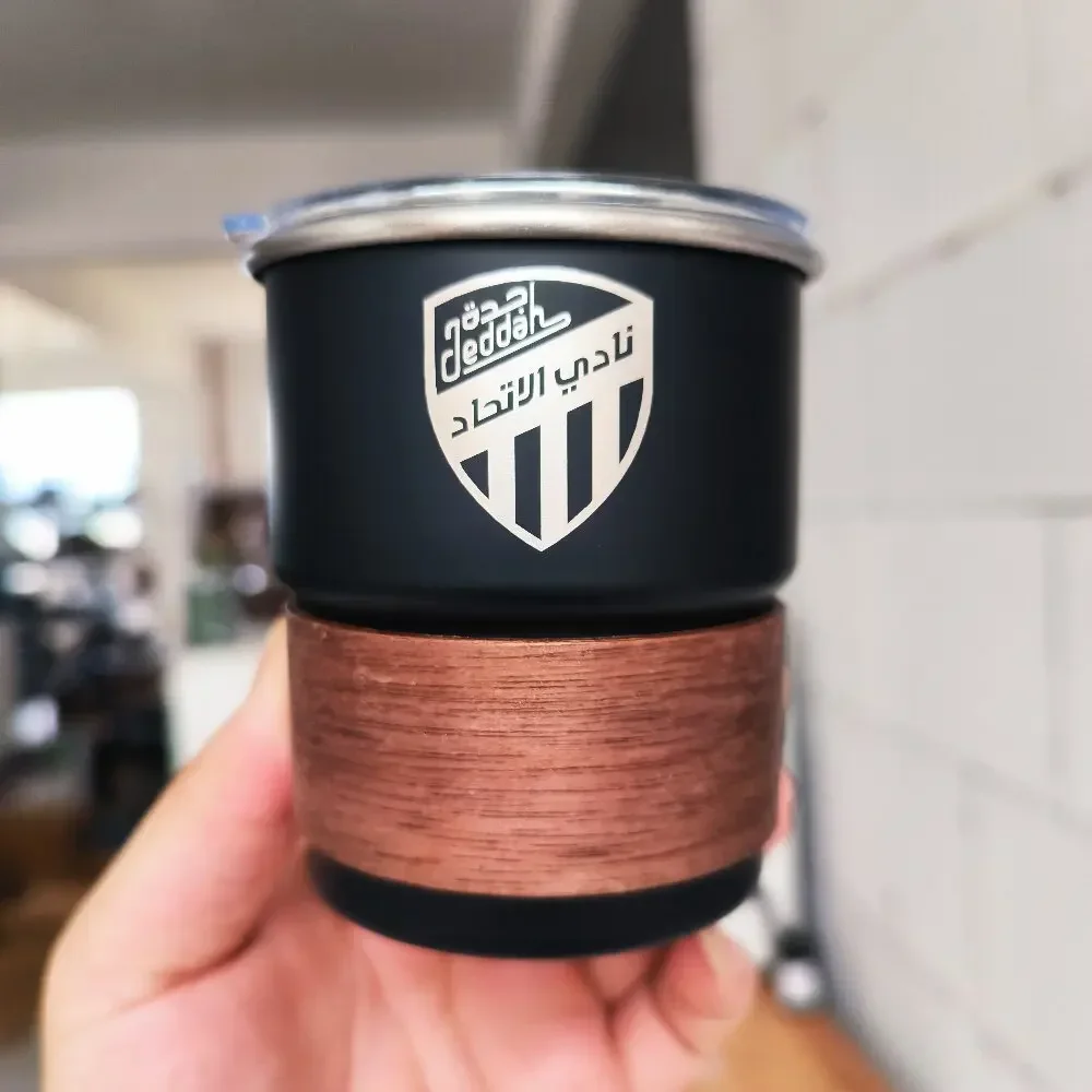 Ittihad Football Club Saudi Logo Stainless Steel Cup with Lid 300ml Outdoor Camping Coffee Mug Wholesale Custom